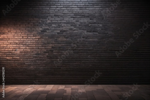 black brick wall dark background for design color mockup. ai generative