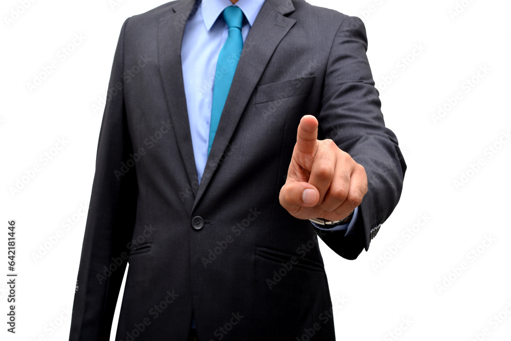 professional man touch screen gesture on no background transparent png
