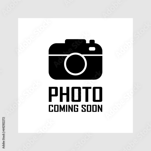 Photo coming soon, empty baner. Image not available. Vector design poster illustration