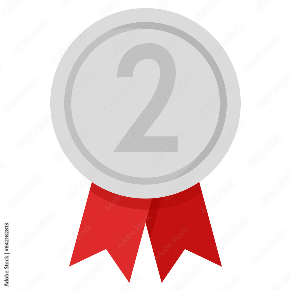 Minimalistic flat silver second place medal Minimalistic flat silver second place medal
