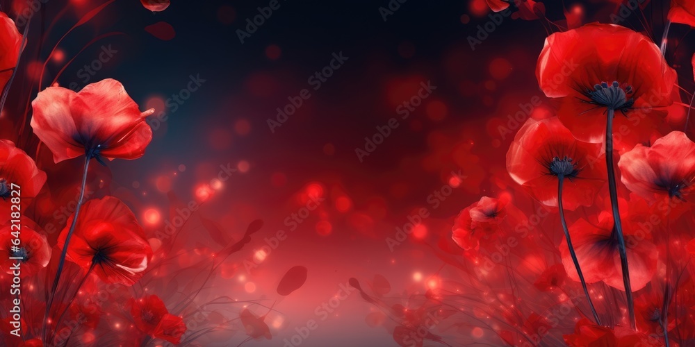 beautiful abstract red night photo floral design background banner. beautiful Generative AI AIG32
