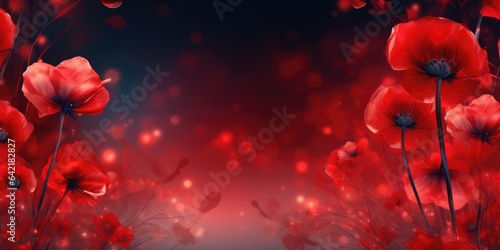 beautiful abstract red night photo floral design background banner. beautiful Generative AI AIG32 © Summit Art Creations