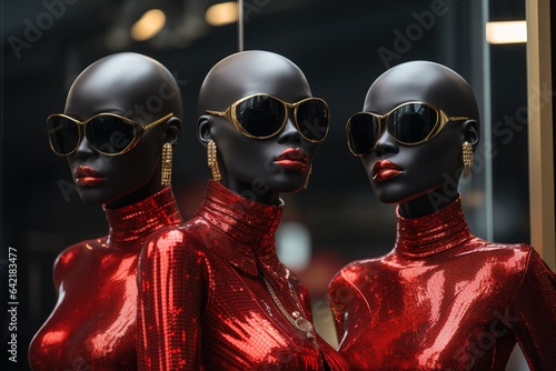 Black mannequins wearing luxury clothes. Black Friday conceptual banner