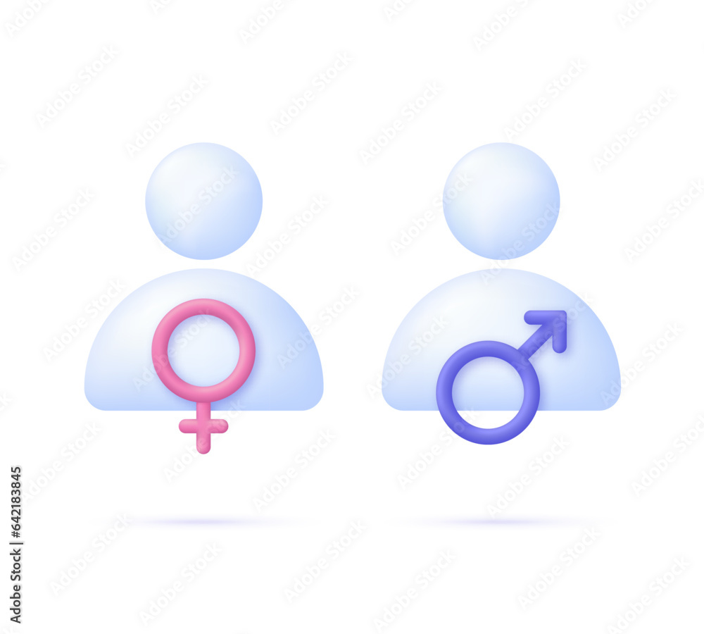 3D Person and Gender icon. Equality between men and women. Gender ...