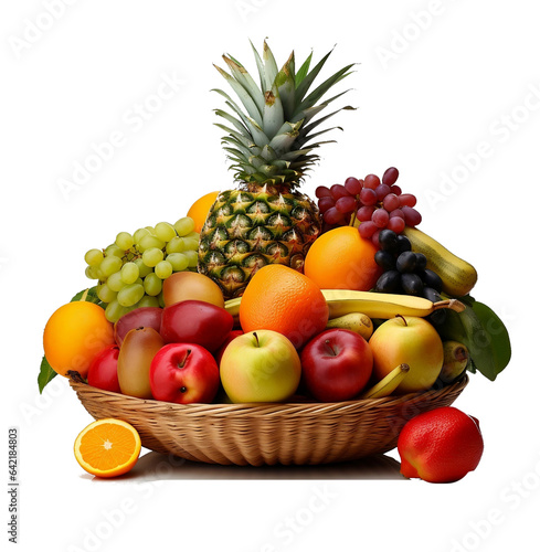 fruit basket isolated on white