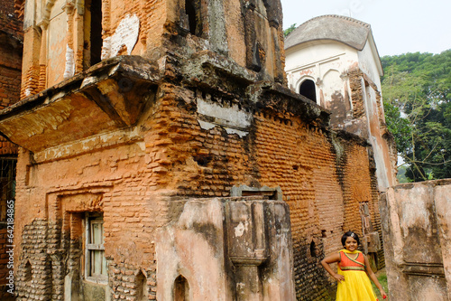 Girl travelling to the Panam City of Bangladesh, a historical heritage site  photo