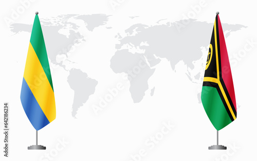 Gabon and Vanuatu flags for official meeting