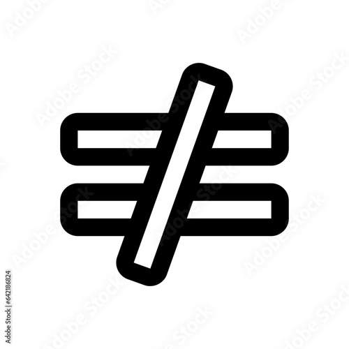 is not equal to line icon