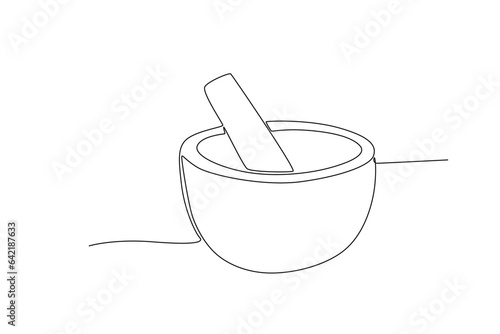 A mortar and pestle to dispel. Lab equipment one-line drawing