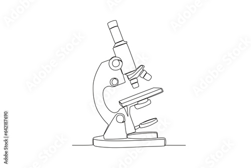 A laboratory monocular microscope. Lab equipment one-line drawing