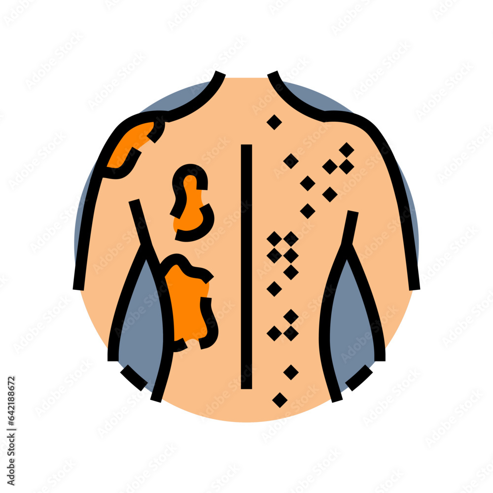 rash skin lesions disease symptom color icon vector. rash skin lesions