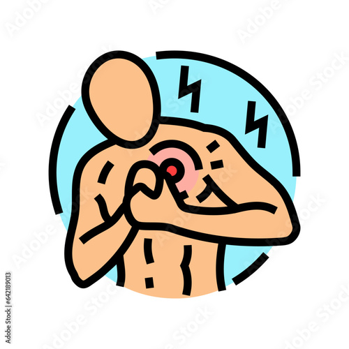 chest pain palpitations disease symptom color icon vector. chest pain palpitations disease symptom sign. isolated symbol illustration