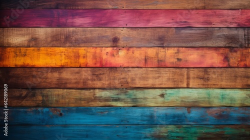 Colorful Wooden background, blue, red, yellow, orange background