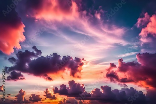 Colorful cloudy sky at sunset. Gradient color. Sky texture, abstract nature background 