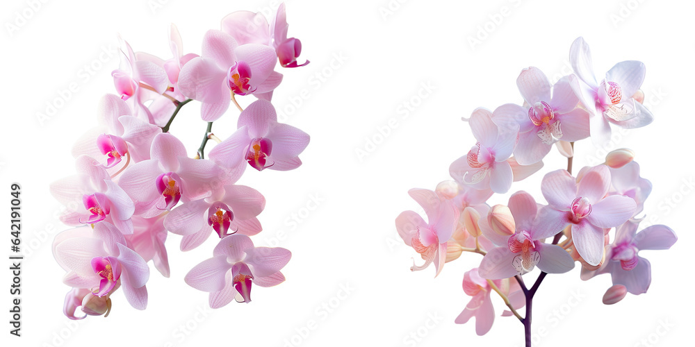 Thai Orchids emphasize pastel tones in the background with a soft focus transparent background
