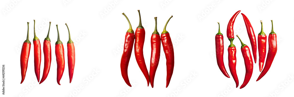 Red chili peppers in black setting transparent background