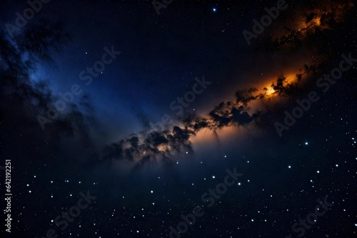 dark blue starry sky with yellow and orange end of day background 