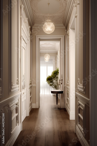Victorian style hallway interior in luxury house.