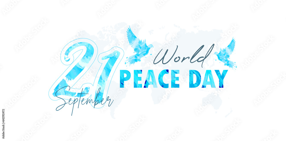 world peace day - 21 september. peace day celebration with abstract dove design ornament