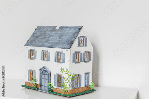 Doll house. Miniature handmade house.