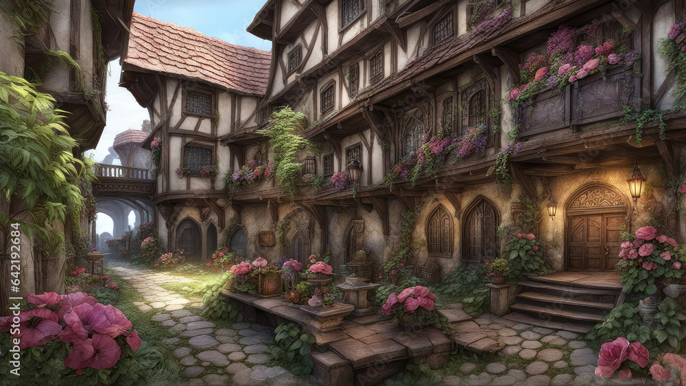 Architectural medieval fantasy old building environment