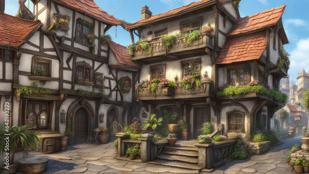 Architectural medieval fantasy old building environment Architectural medieval fantasy old building environment