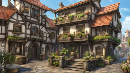 Architectural medieval fantasy old building environment