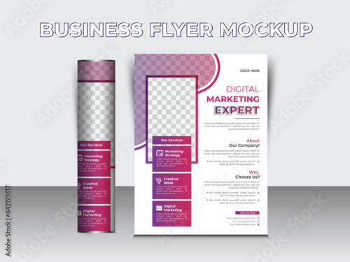 dern Creative business flyer crochure template design vector. Abstract business flyer, Can be adapt to Brochure, 
Annual Report, Magazine, Poster Business Presentation, Adviertise, Marketing.  photo