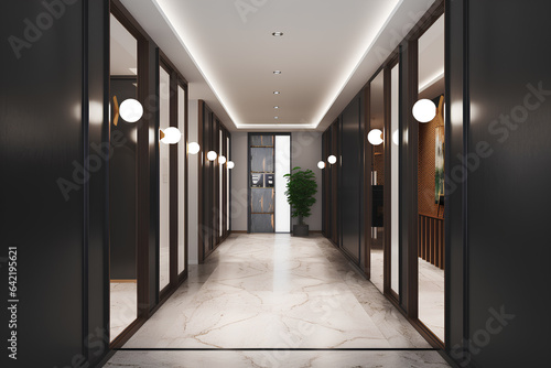 Classic style hallway interior in modern luxury house.