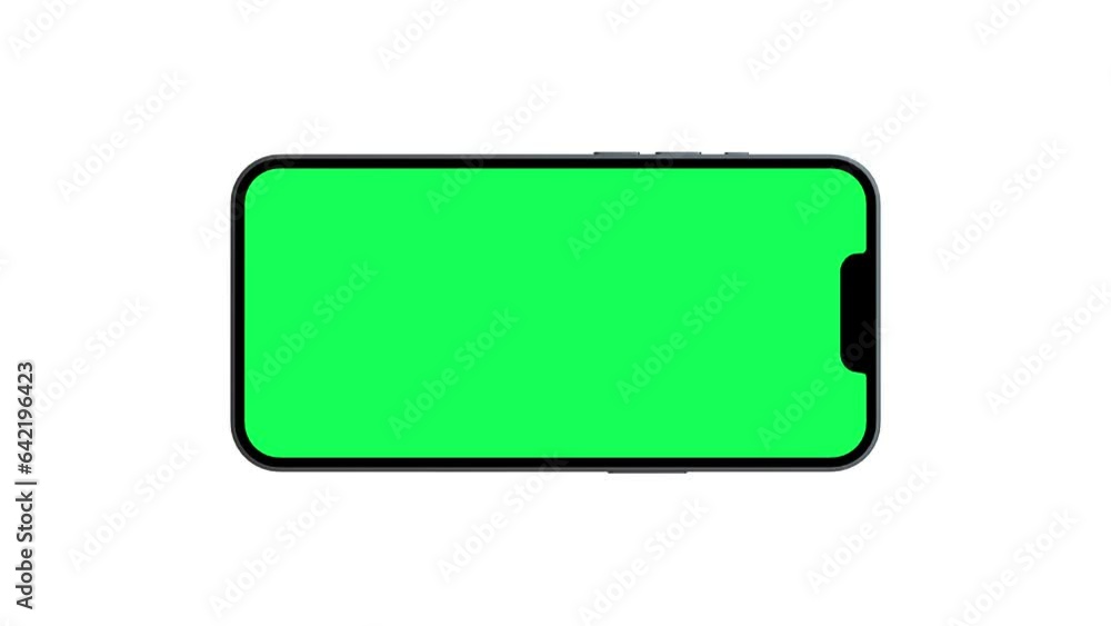 Blank Smartphone Front View With Green Screen Isolated On White Background Rotation Motion Blank Smartphone Front View With Green Screen Isolated On White Background Rotation Motion