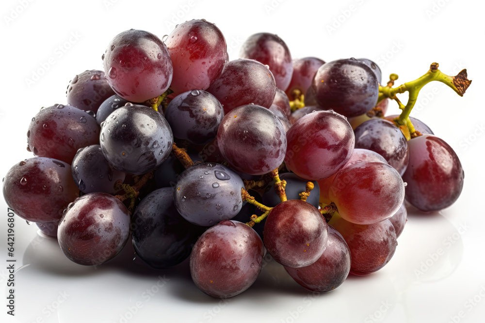 Fototapeta premium Delicious Isolated Red Grapes on White Background - Generative AI