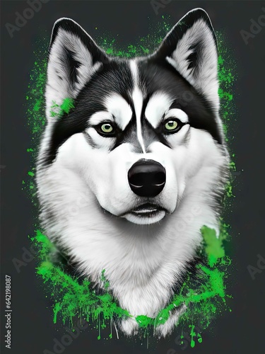 Wolf dog head for t-shirt printing 