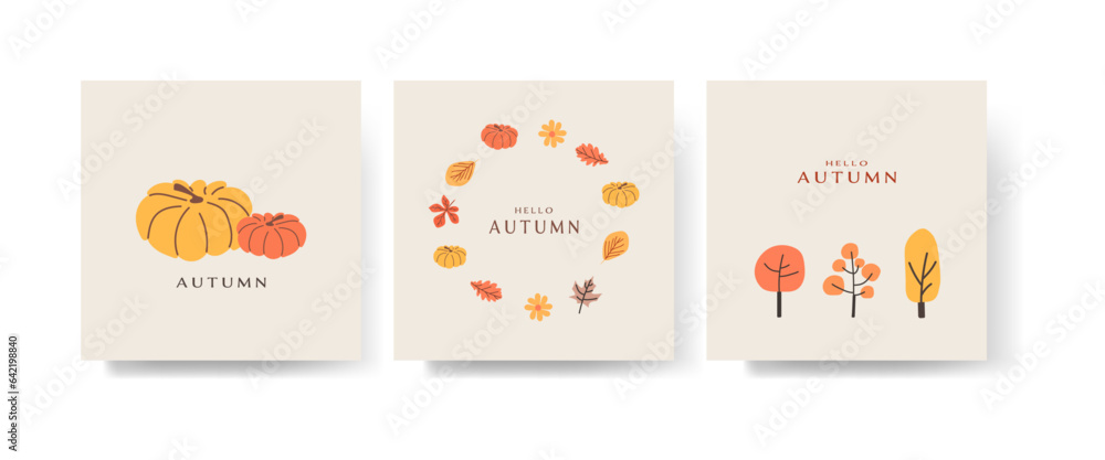 Set of abstract autumn backgrounds advertising, web, social media.