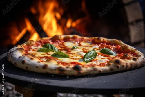 a delicious margheritta pizza made on a traditional oven