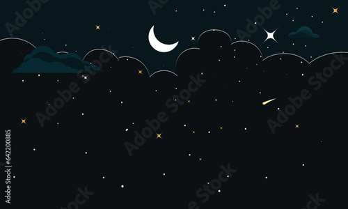 Night sky. dark blue space background with stars. Universe background design. stars in night sky. Moonlight night sky