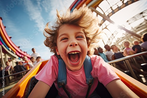 child in a roller coaster photo