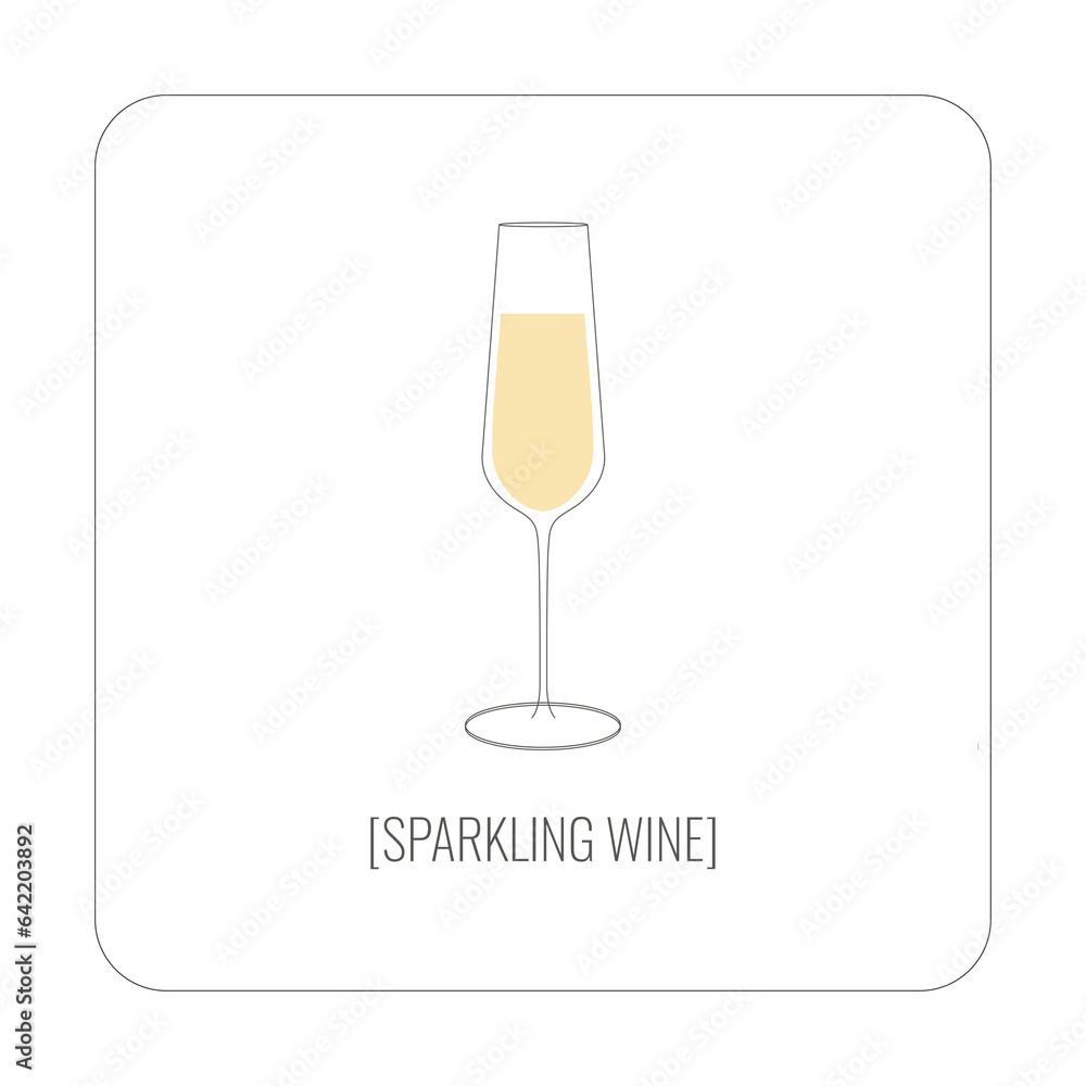 Sparkling wine infographic template. Sparkling wine line illustration