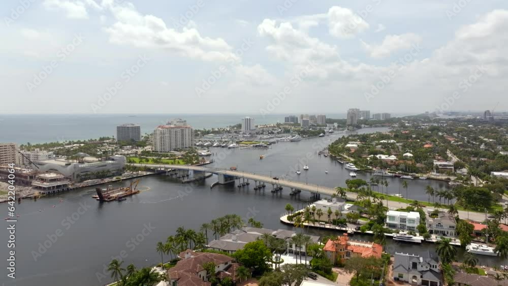 Aerial establishing shot Fort Lauderdale Beach FL Summer 2023 Aerial establishing shot Fort Lauderdale Beach FL Summer 2023