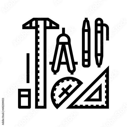drafting tools architectural drafter line icon vector. drafting tools architectural drafter sign. isolated contour symbol black illustration