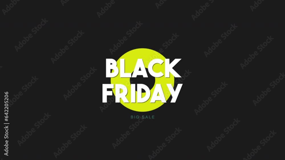 Black Friday and Big Sale text on yellow ring on black modern gradient, motion abstract holidays, minimalism and promo style background