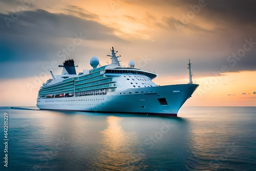 cruise ship at sunset