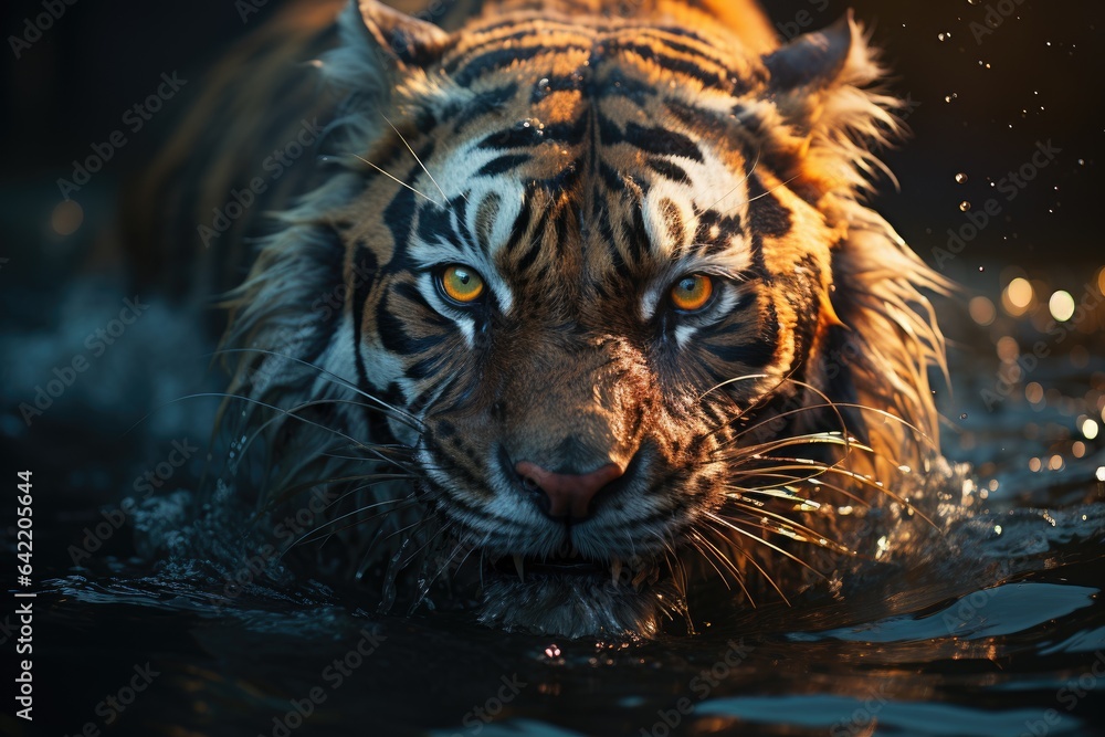 Majestic Moments: A Tiger's Resplendent Emergence from the Rippling Waters