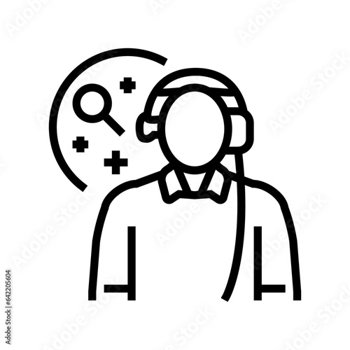 hearing assessment audiologist doctor line icon vector. hearing assessment audiologist doctor sign. isolated contour symbol black illustration