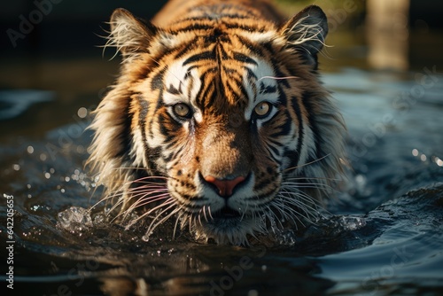 Nature s Spectacle Unveiled  The Enigmatic Dance of a Tiger Emerging from Water