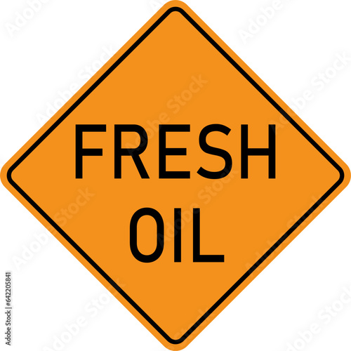 Vector graphic of a USA Fresh Oil highway sign. It consists of the wording Fresh Oil within a black and orange square tilted to 45 degrees