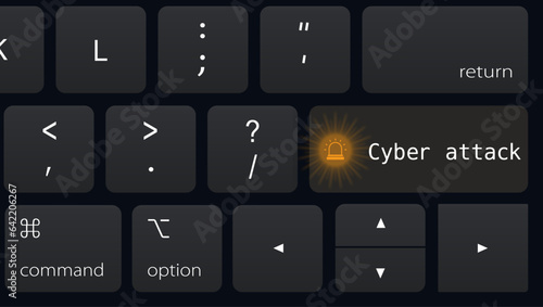 Computer Key Showing cyber attack