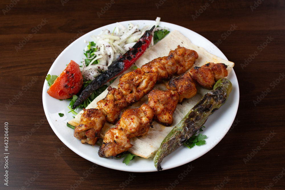 chicken kebab, mediterranean food,  