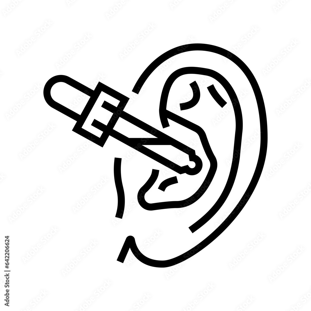 ear care audiologist doctor line icon vector. ear care audiologist doctor sign. isolated contour symbol black illustration ear care audiologist doctor line icon vector. ear care audiologist doctor sign. isolated contour symbol black illustration