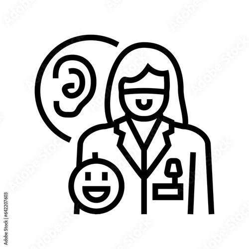 pediatric audiologist doctor line icon vector. pediatric audiologist doctor sign. isolated contour symbol black illustration