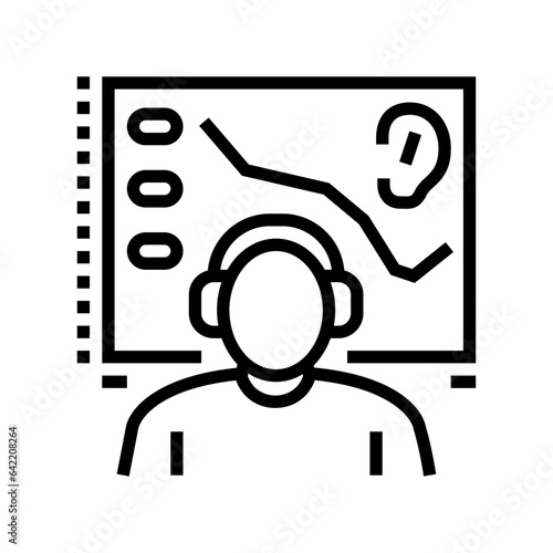 audiometry test audiologist doctor line icon vector. audiometry test audiologist doctor sign. isolated contour symbol black illustration